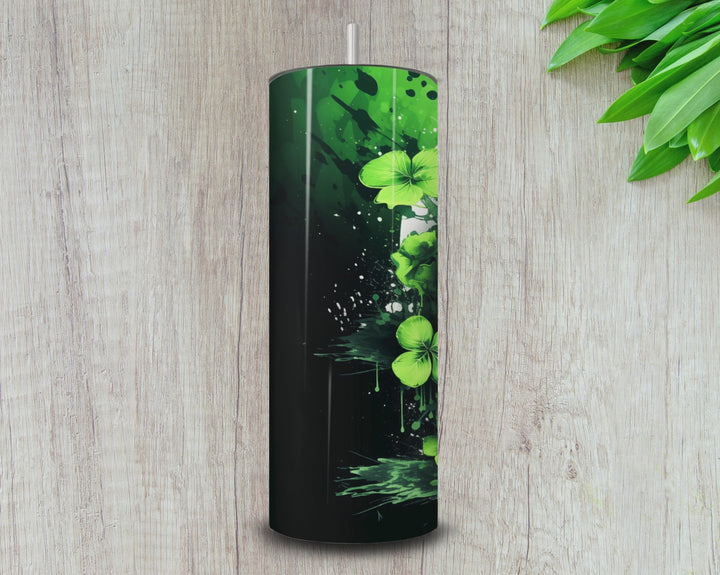 20oz Neon Shamrock Tumbler – St. Patrick’s Day Irish Clover Drinkware