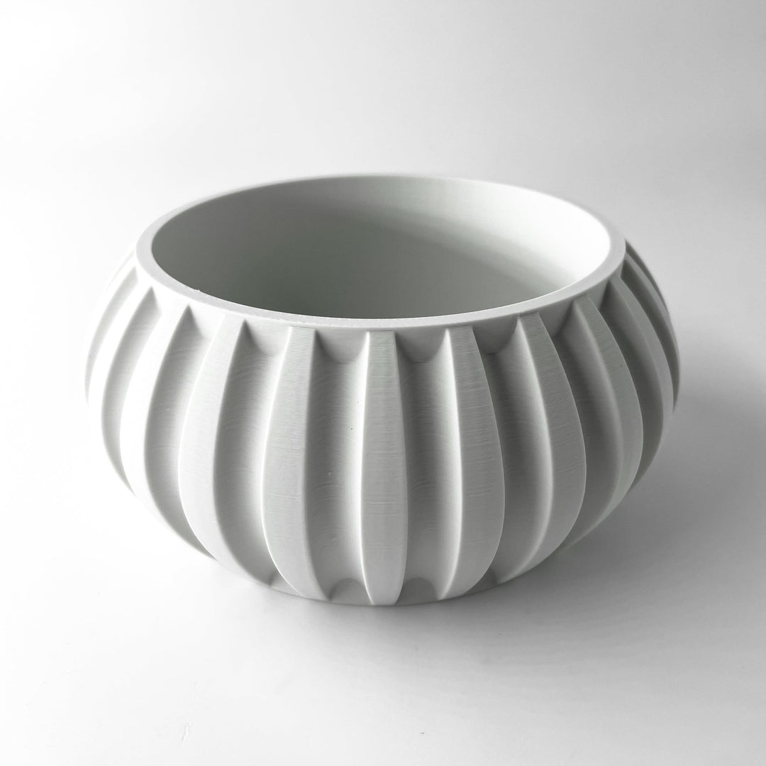 low profile plant pots Silverbrook Pot – Fluted Low-Profile 3D Printed Planter 4" / Matte Black