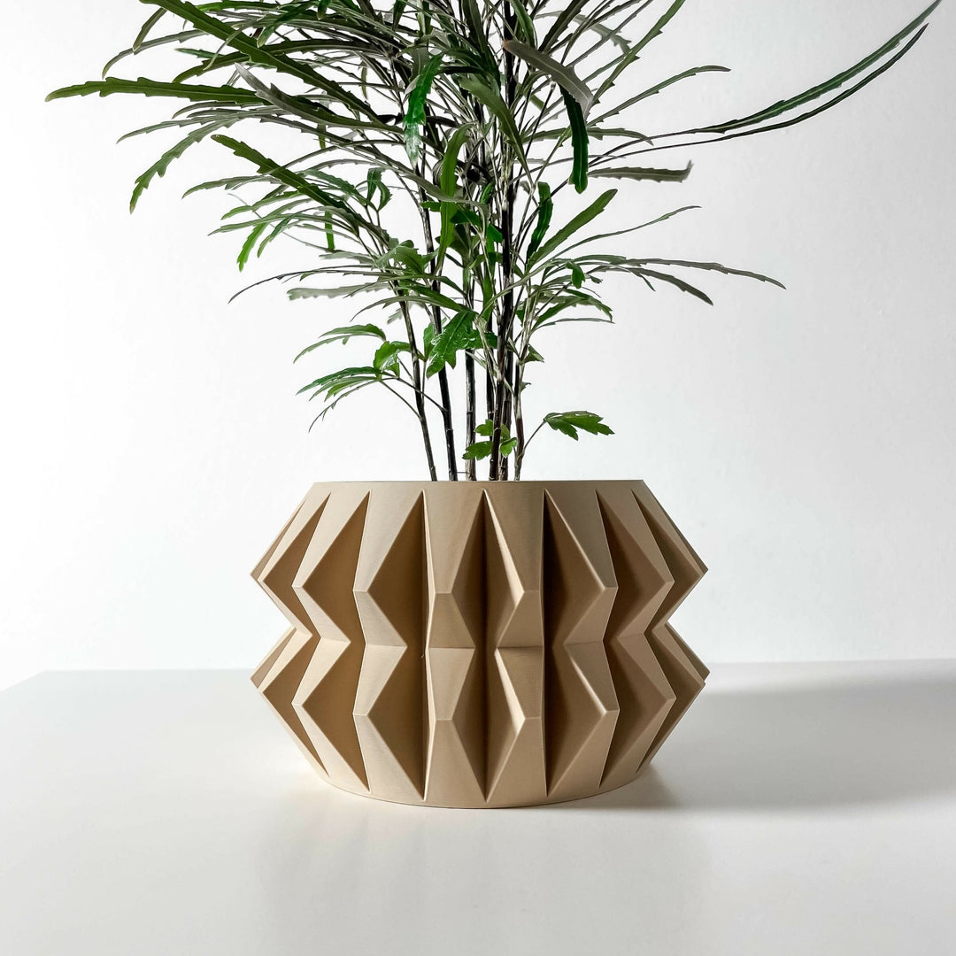 stone indoor plant pots Almin Stone Pot – Faceted 3D Printed Indoor Planter 6" / Matte Black