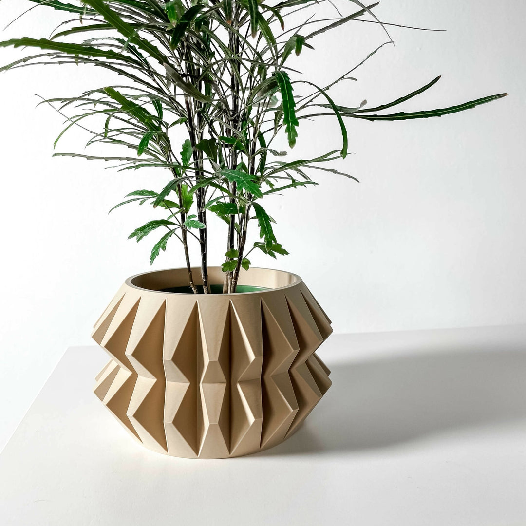 modern house plant pots Almin Stone Pot – Faceted 3D Printed Indoor Planter 6" / Matte Green