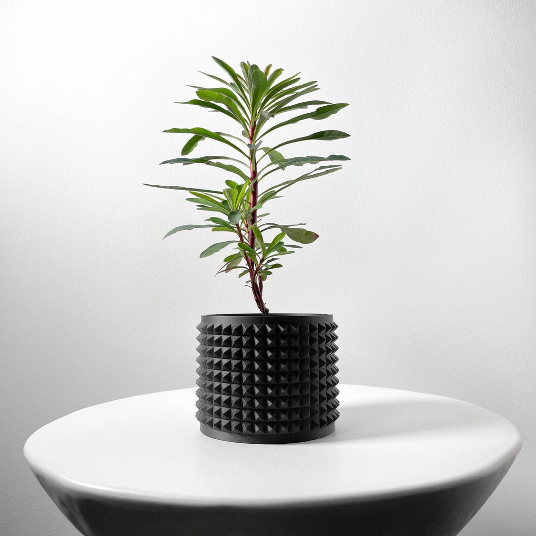 birch plant pots Birch Drift Pot – Fine Band 3D Printed Large Indoor Pot 7" / Matte White