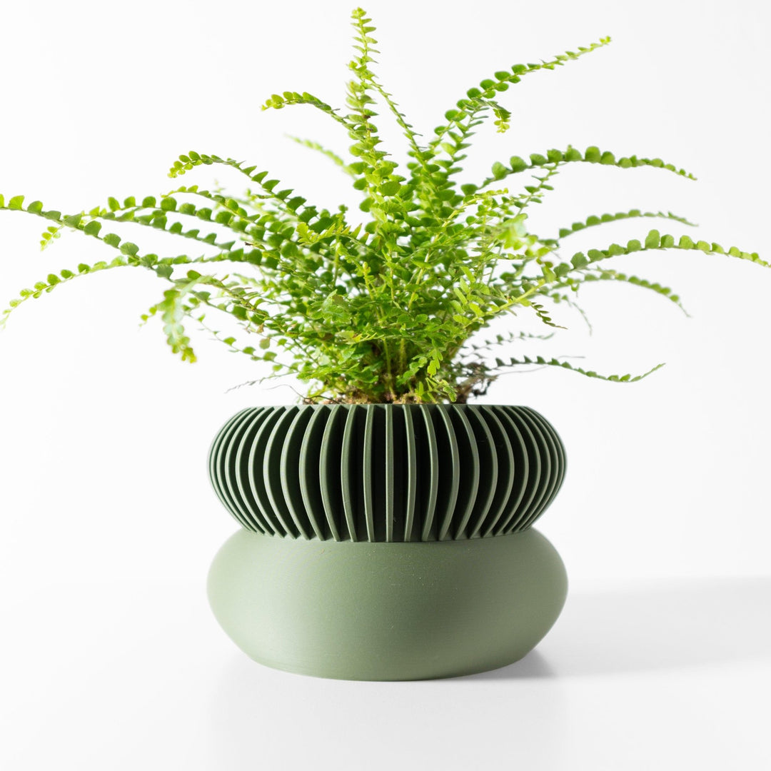 modern large indoor plant pots Glasswater Pot – Ribbed Curve 3D Printed Indoor Planter 2" / Matte Brown