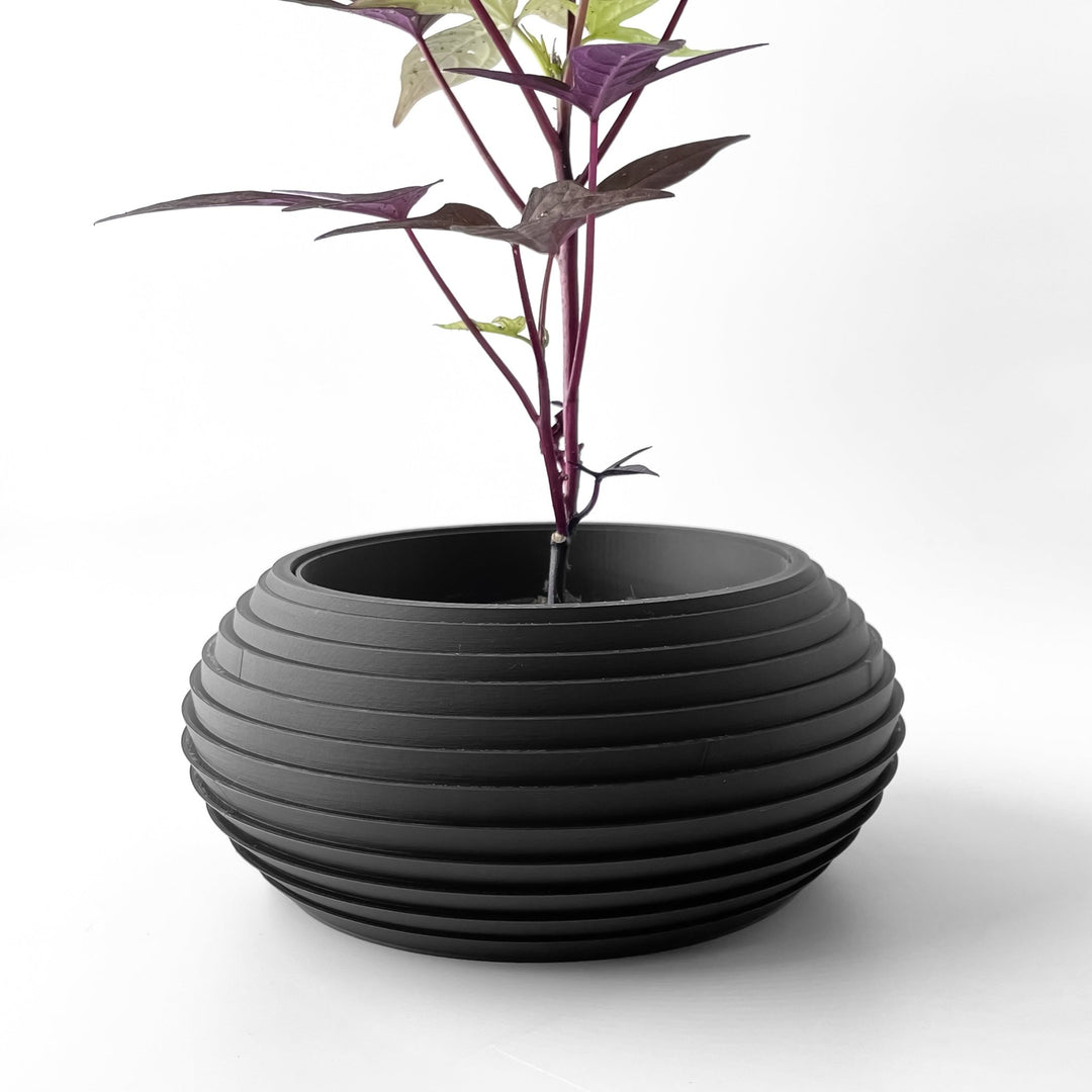 creative pots for indoor plants Fern Frond Pot – Botanical Layer 3D Printed Planter 4" / Matte Stone