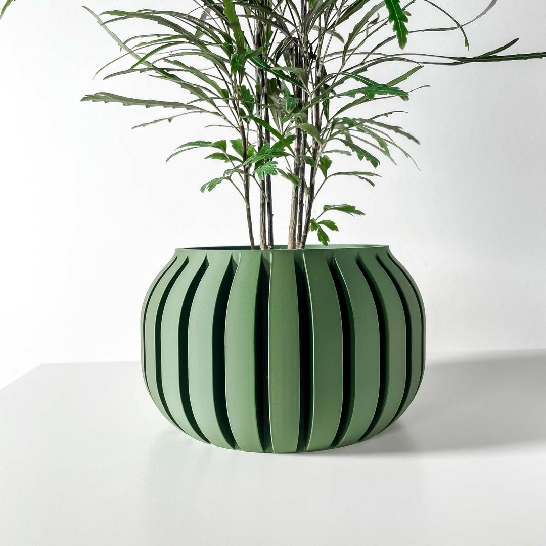 fluted indoor planter Duskpine Pot – Fluted Low-Profile 3D Printed Planter 5" / Matte White