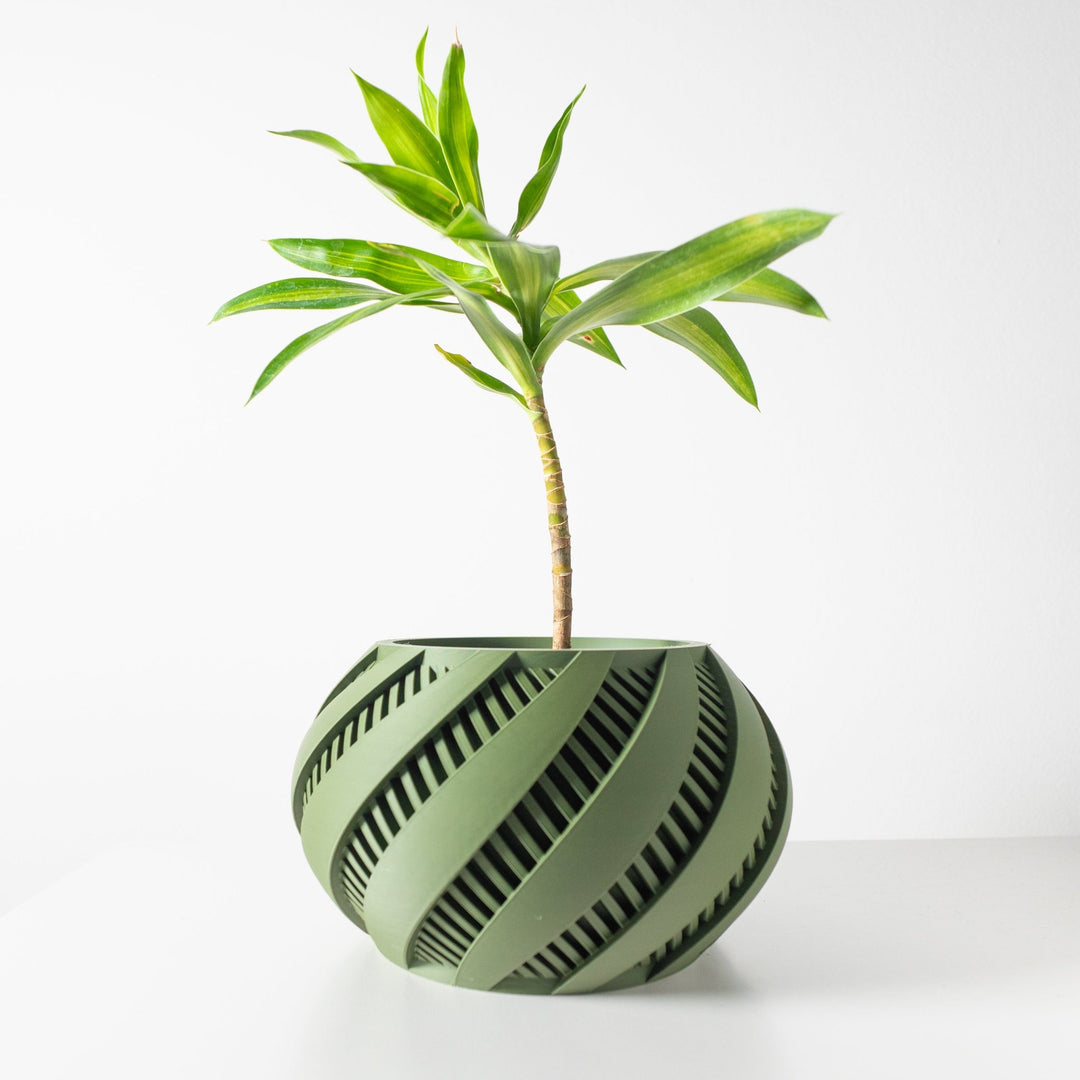 ridged plant pot Ridgecrest Pot – Diagonal Ridge 3D Printed Planter 4" / Matte Mustard