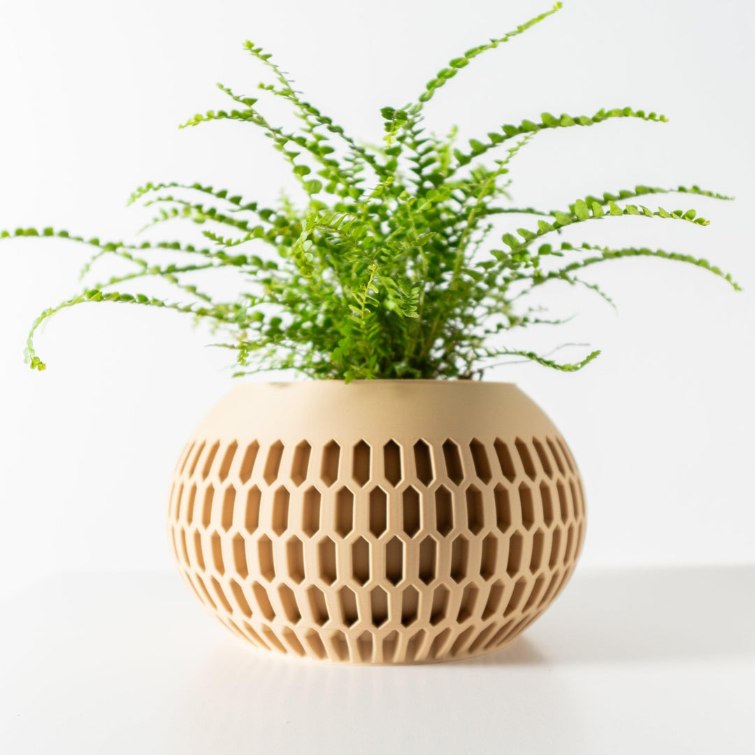 sphere indoor planter Morningmist Pot – Honeycomb Sphere 3D Printed Planter 6" / Matte Stone