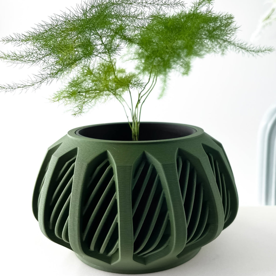 contemporary plant pots indoor Mirrorstone Pot – Contemporary Twist 3D Printed Planter 5" / Matte Stone