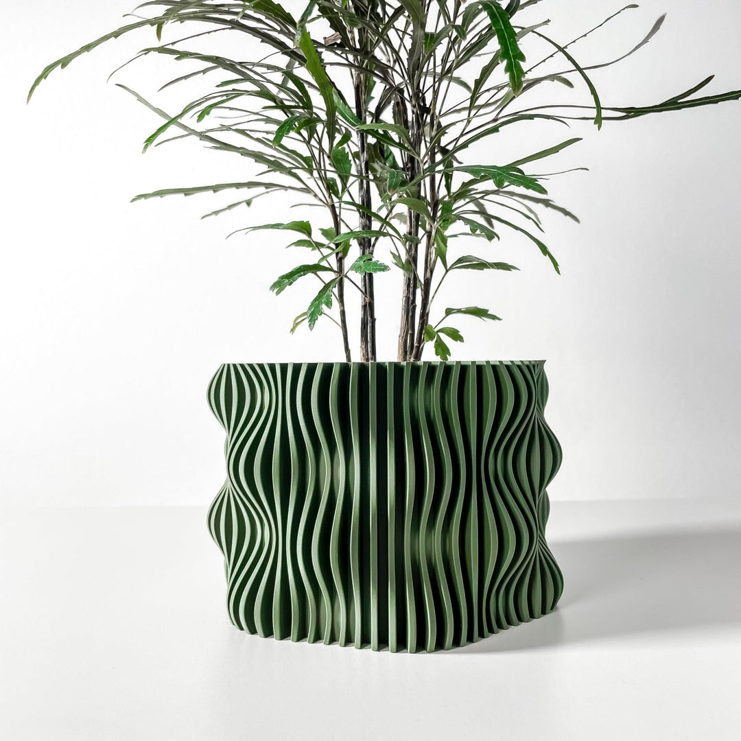 woven indoor plant pot Woven Mist Pot – Geometric Weave 3D Printed Planter 2" / Matte Green
