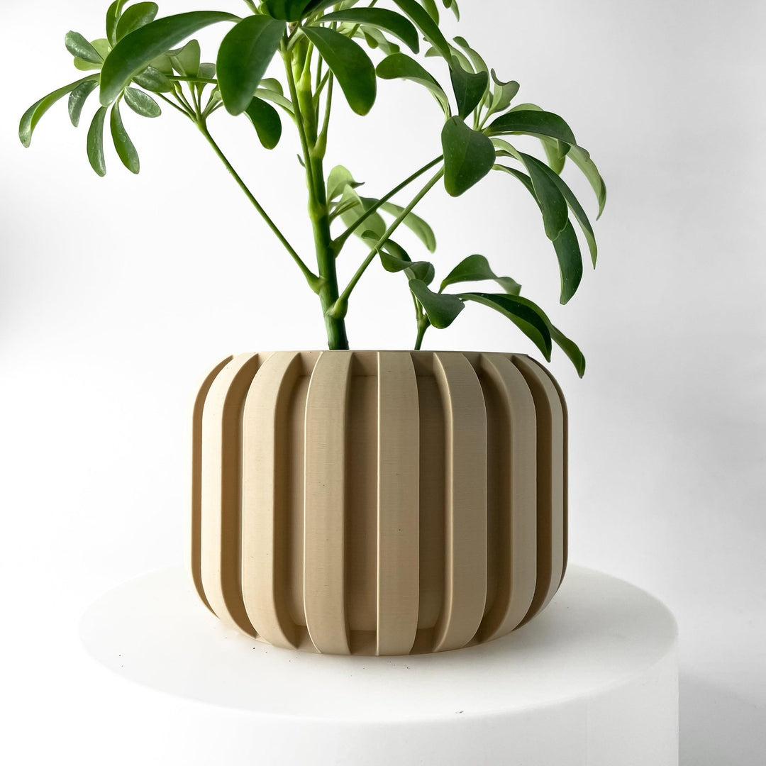 ridged plant pot Fernbank Pot – Sleek Ridged 3D Printed Indoor Planter 7" / Matte Green