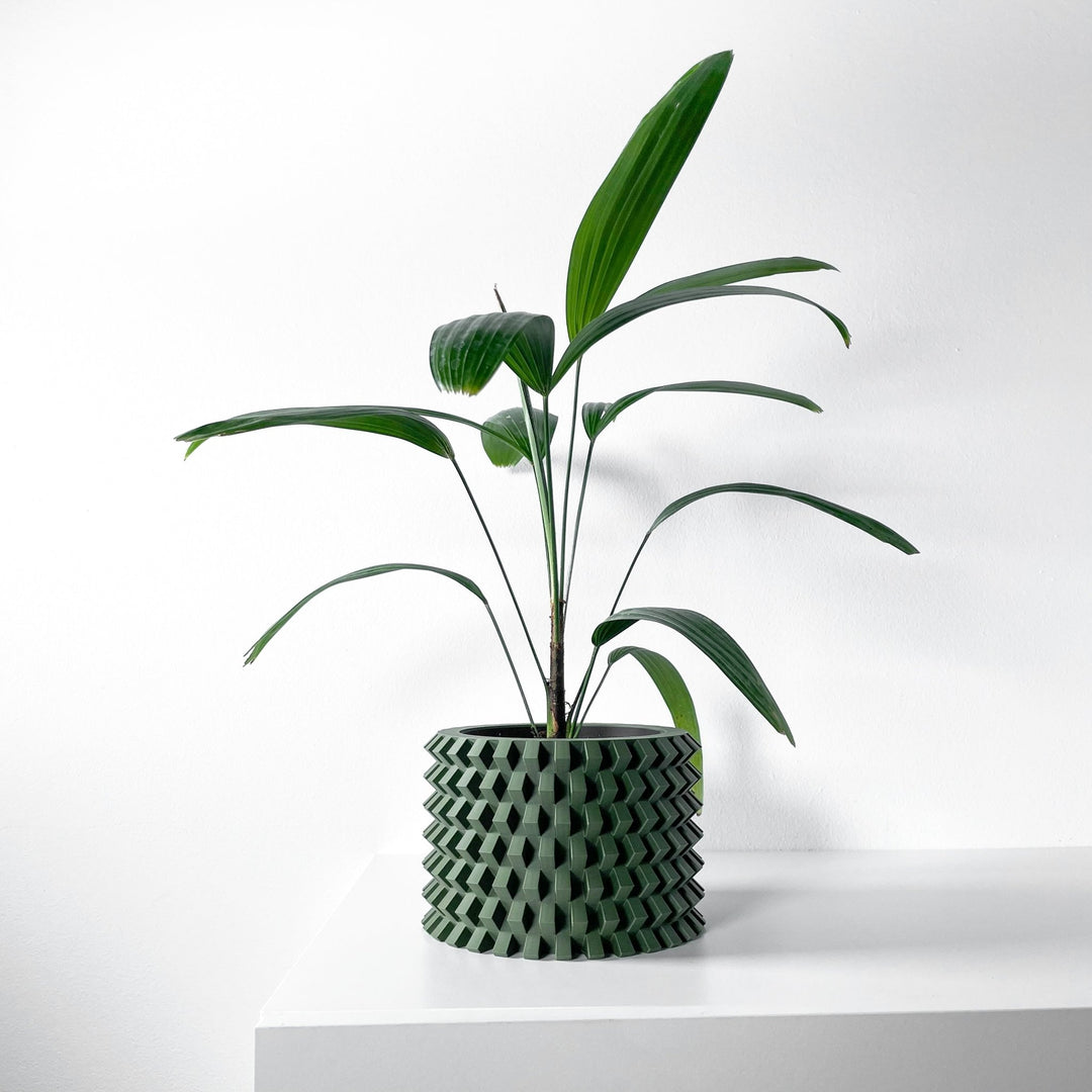 geometric indoor plant pot Rilvo Ridge Pot – Geometric 3D Printed Indoor Planter 4" / Matte Black