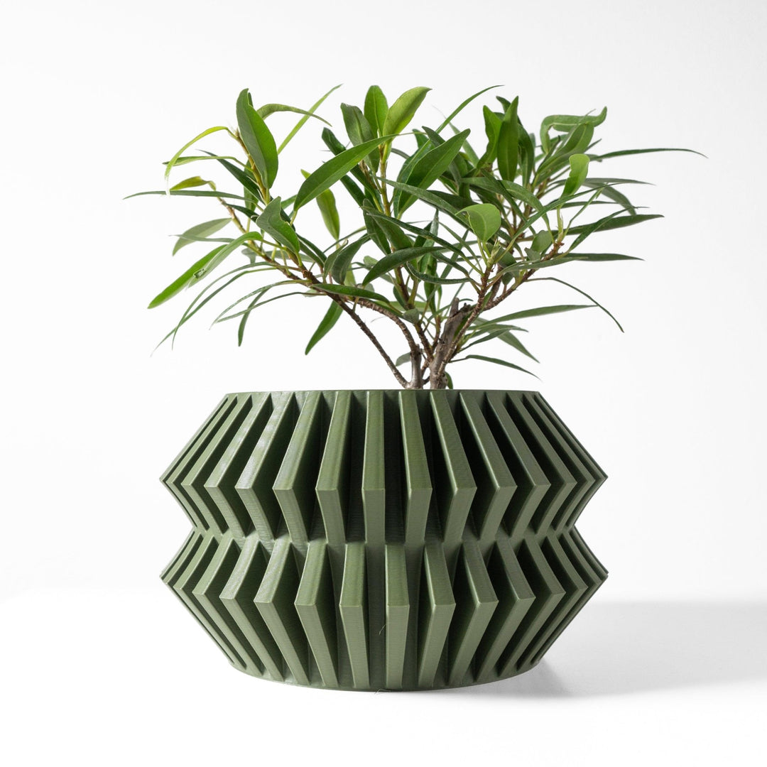 geometric indoor plant pots Ridgeling Pot – Geometric 3D Printed Modern Planter 2" / Matte Stone