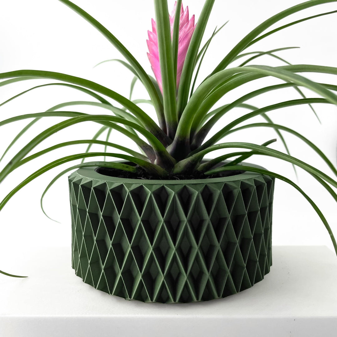 geometric indoor plant pot Sagebrook Pot – Geometric Wrap 3D Printed Planter 4" / Matte Brown