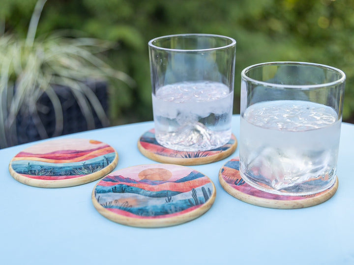Desert Solstice Wood Coasters, Set of 4