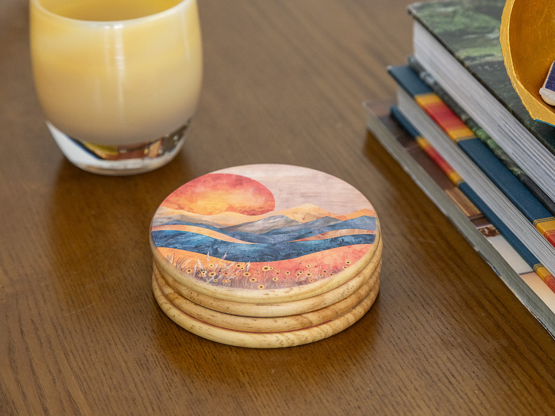 Mesa Sunset Wood Coasters, Set of 4