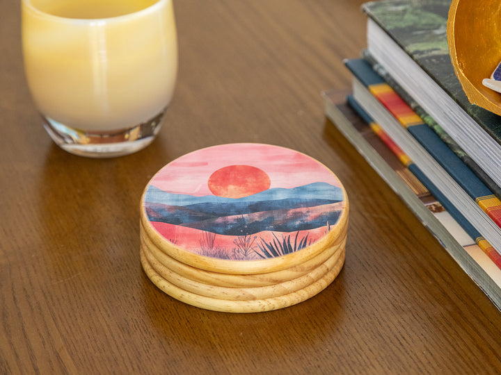 Desert Solstice Wood Coasters, Set of 4